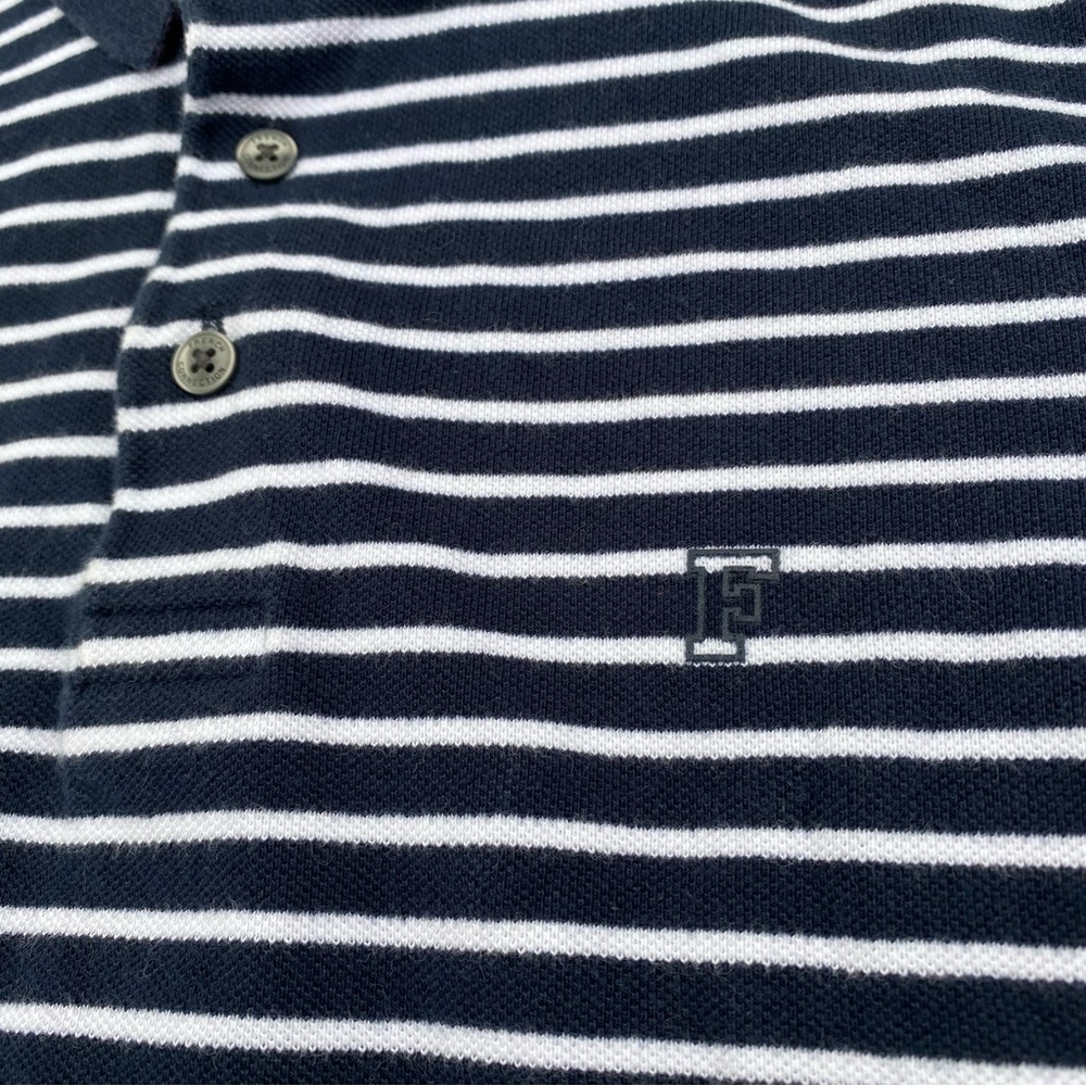 French Connection Navy & White Striped Short Sleeve Polo Shirt - Picture 7 of 7